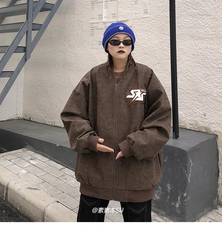 New Year American retro oversize lazy style baseball uniform jacket female students grab new retro jacket top trend