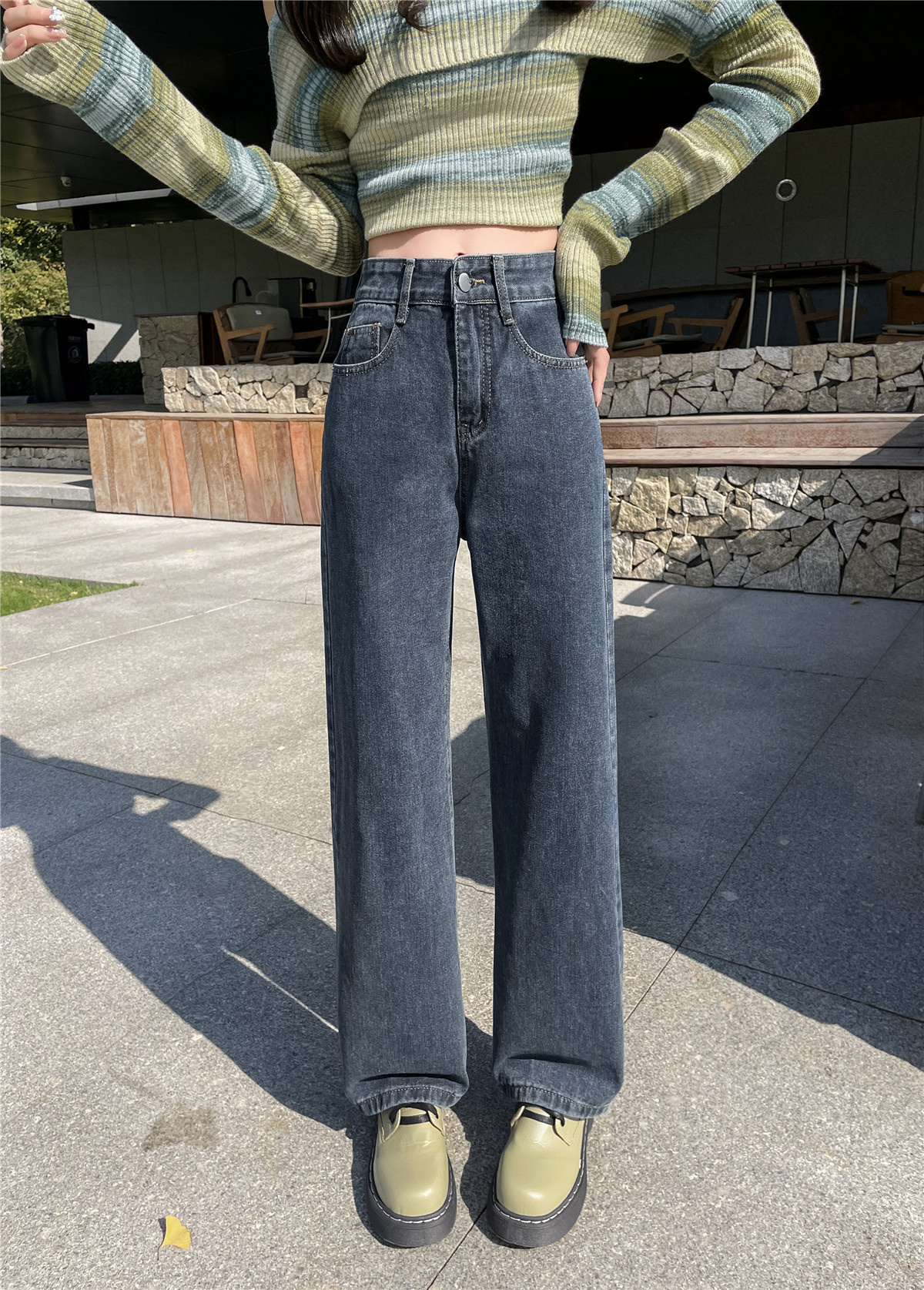 Actual shot ~ high waisted wide leg jeans for women for spring and summer, versatile loose and drapey straight leg slimming
