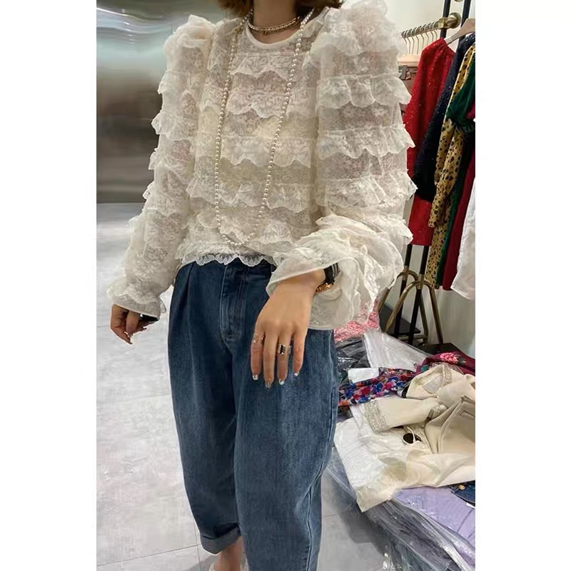 深圳2024新款南油女裝歐貨時尚洋氣蕾絲上衣襯衫女設計感小眾春秋