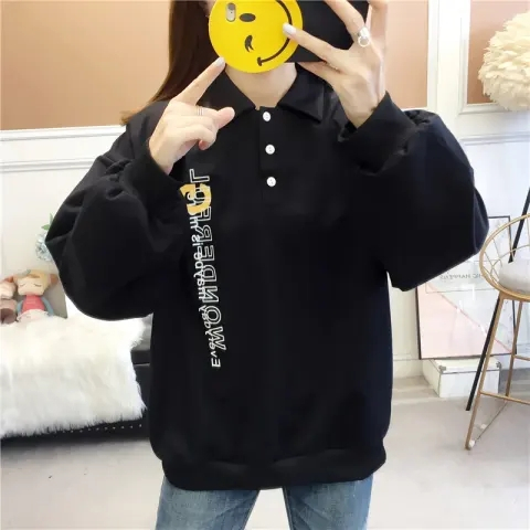 首發實拍6535魚鱗 polo領學生閨蜜裝衛衣女薄款長袖