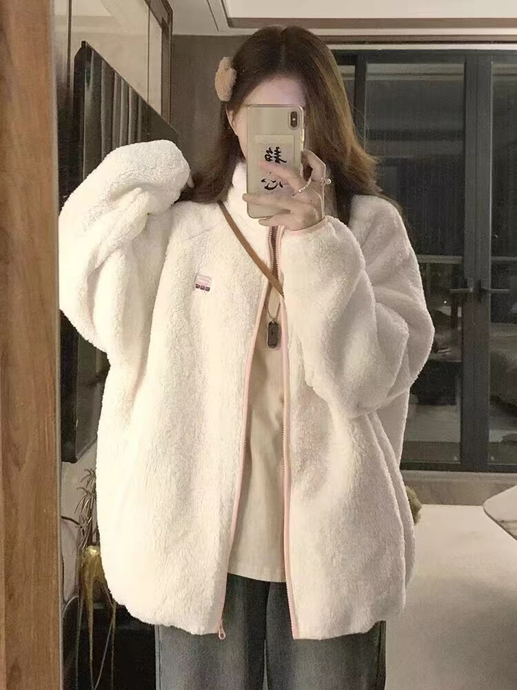 Original fabric quality milk style yellow lamb velvet age-reducing warm women's jacket