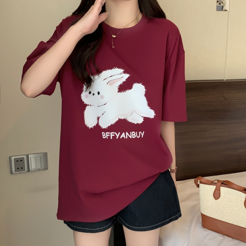 Real shot 2024 spring and summer new 100% cotton heavy combed cotton summer short-sleeved T-shirt women's loose Korean style