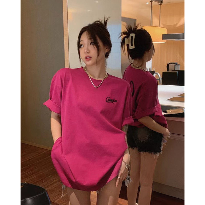 220克純棉正肩短袖潮牌t恤女夏季寬鬆顯瘦港風chic上衣設計感小眾