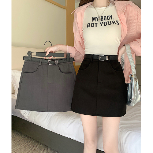 Real shot of suit short skirt for women in spring new style hot girl high waist slimming fashion a line hip skirt