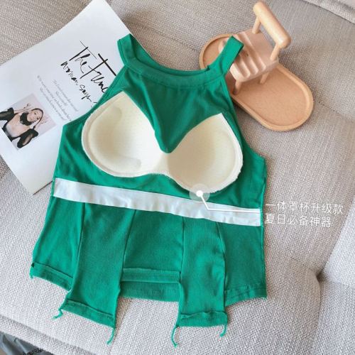 Casual and personalized summer must-have irregular cut design and bright color mid-length all-in-one cup vest