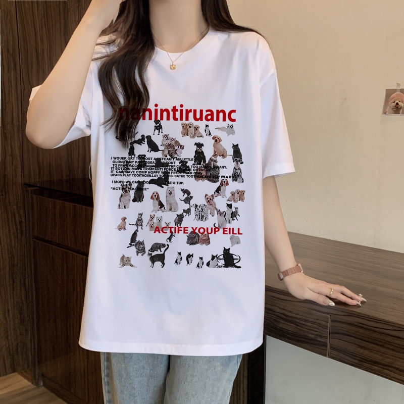Real shot 2024 spring and summer new style 100% cotton combed cotton summer short-sleeved T-shirt women's loose Korean version