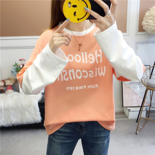 First real shot 6535 pull-up 2024 spring new bottoming shirt college style long-sleeved T-shirt for female students