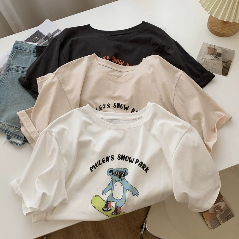 2024 spring and summer new heavy/combed cotton back collar with seams S-XXXL summer short-sleeved T-shirt for women