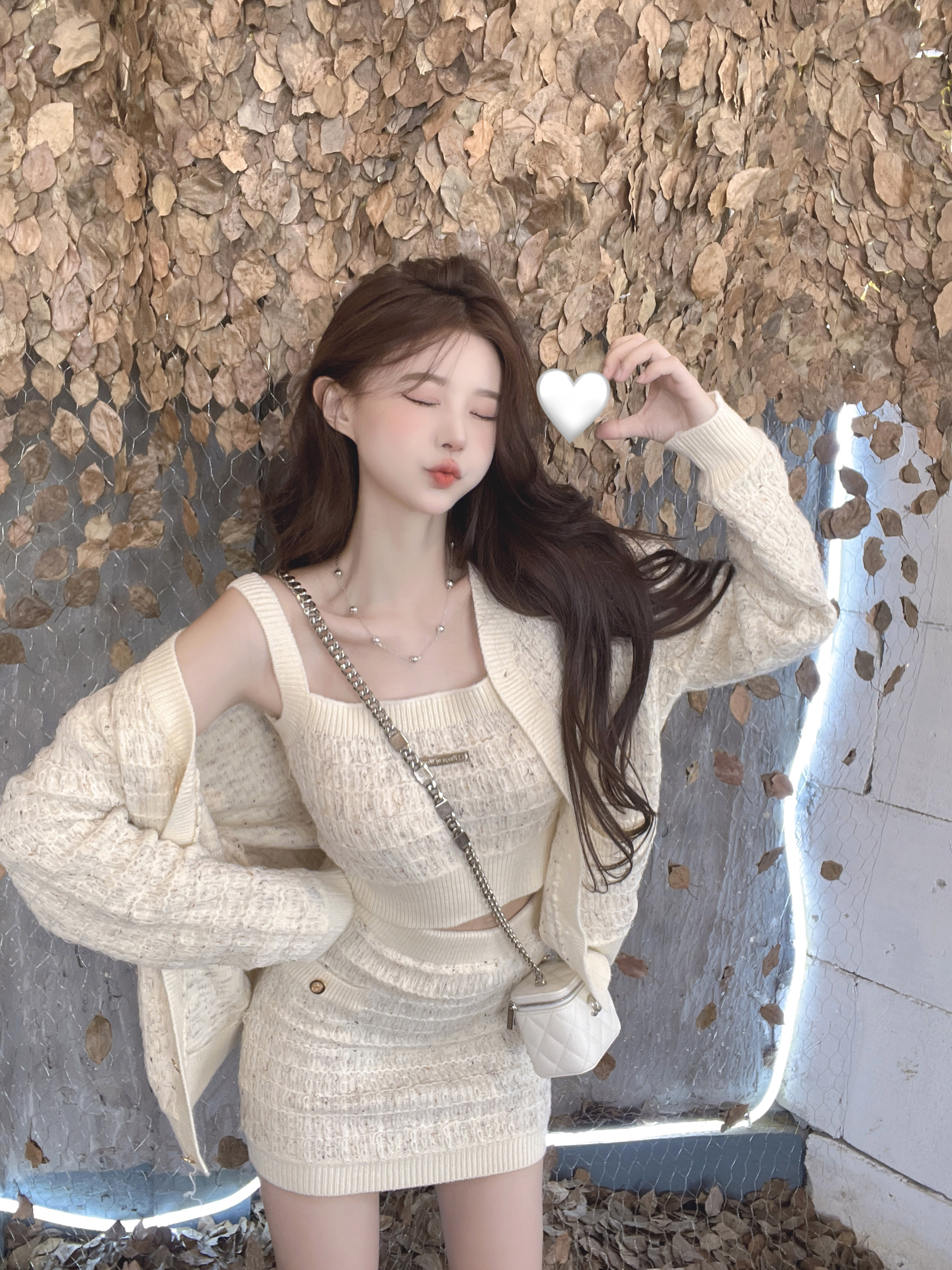 Actual shot~Sweet cool hot girl heavy industry niche design fashionable knitted short jacket