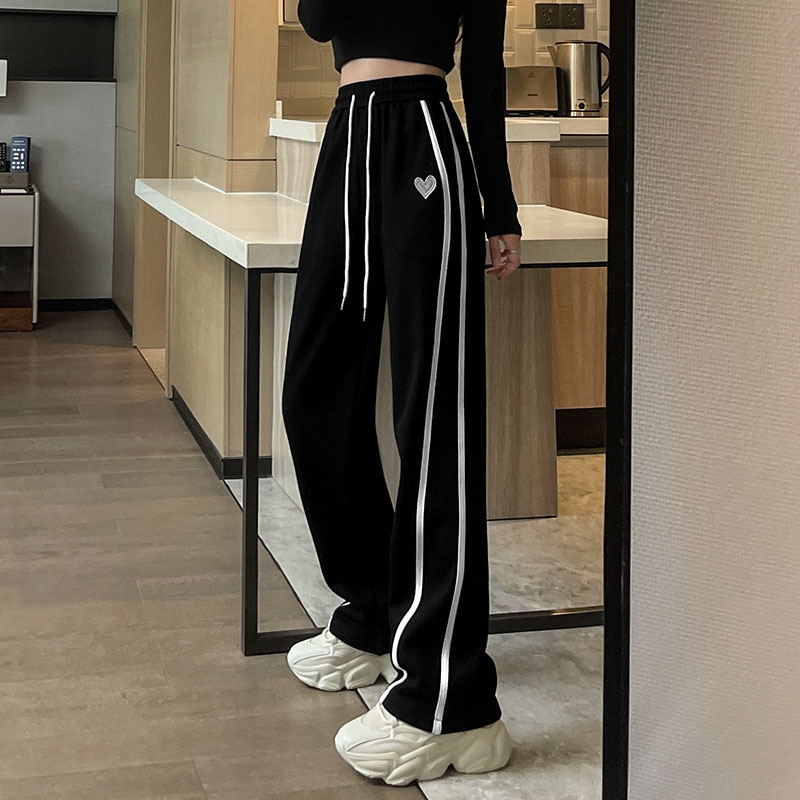 2024 spring and summer Korean version new high waist contrasting color MM large size sports loose pants banana sweatpants trousers casual