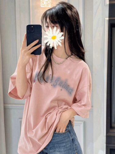 Official picture of round neck, lazy style, chic butterfly long sleeves, loose design, niche age-reducing women's T-shirt