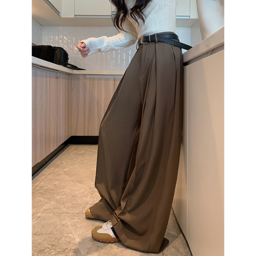 Real shot!  !  2024 loose design elastic waist casual pants women's wide leg pants high waist drape floor mopping pants