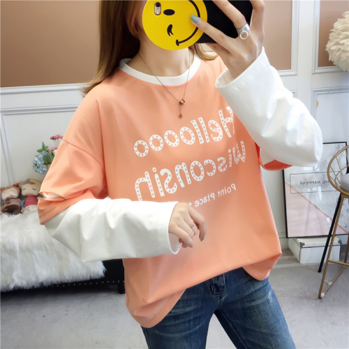 First real shot 6535 pull-up 2024 spring new bottoming shirt college style long-sleeved T-shirt for female students