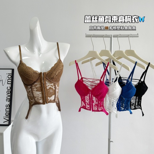 Doudoujiang chic/lace Mary Jane/sexy suspender fishbone bra for women retro hottie inner top