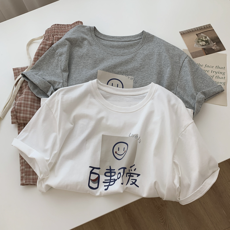 2024 spring and summer new heavy/combed cotton back collar with seams S-XXXL summer short-sleeved T-shirt for women