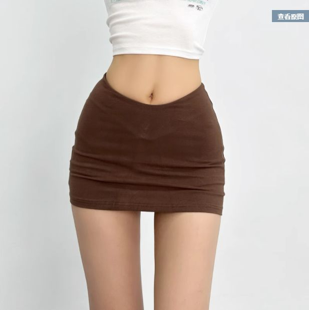Anti-exposure mini mini skirt pants low waist hip skirt female hot girl tight elastic skirt summer mini skirt skirt