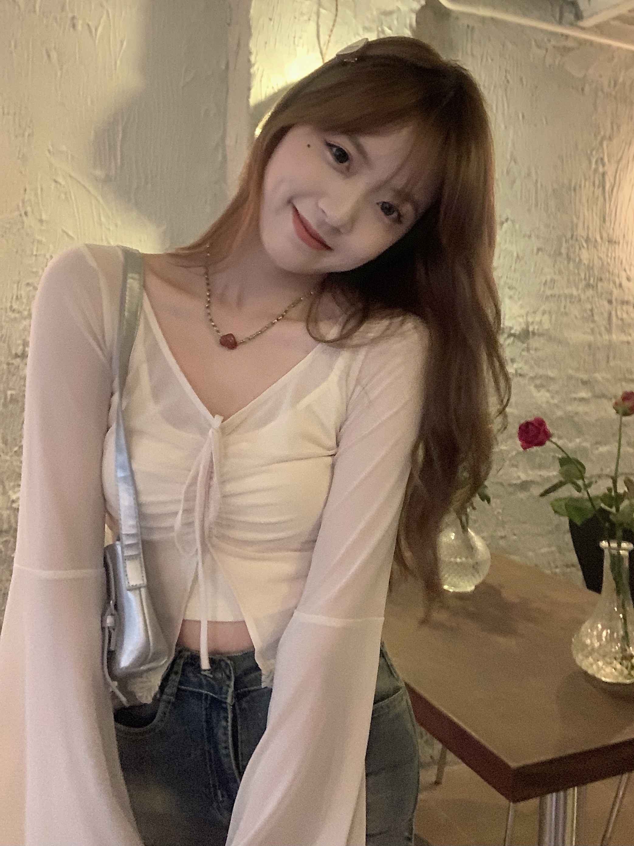 Actual shot~Solid color sweet and lazy temperament long-sleeved sun protection shirt + camisole two-piece suit