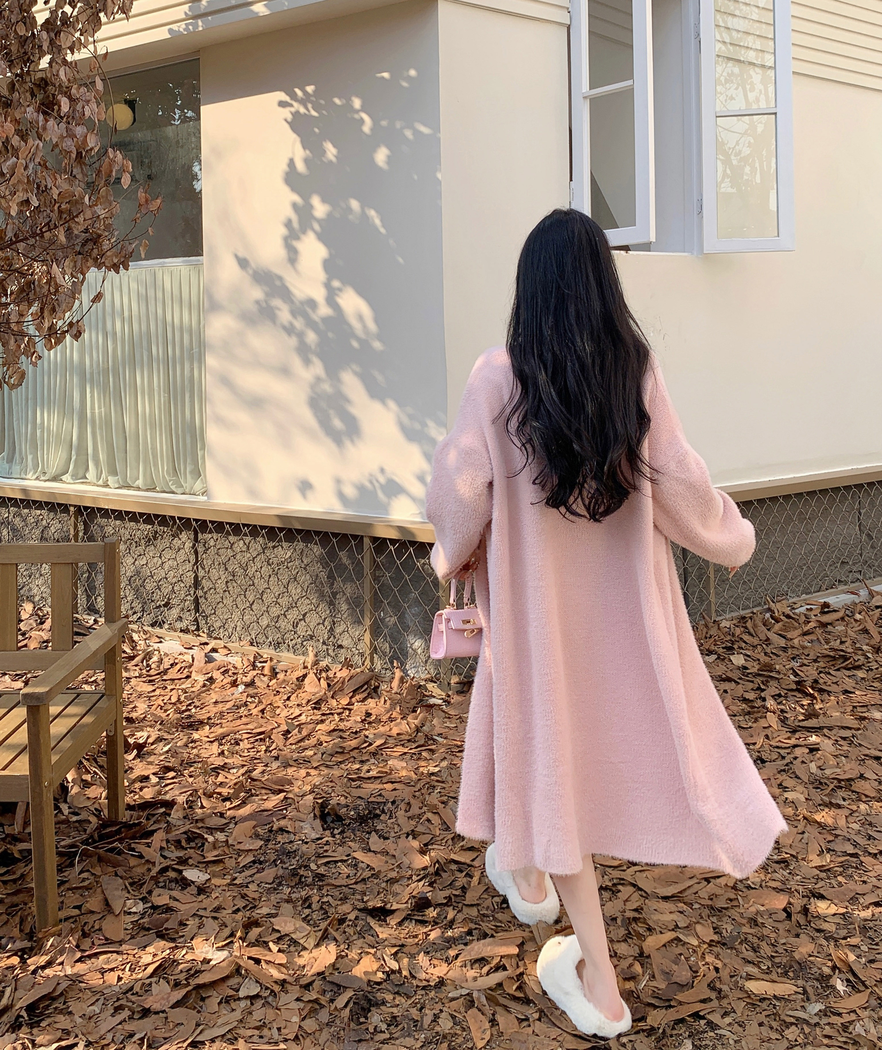 Real shot ~ Gentle wind mid-length fur coat thickened imitation mink warm autumn and winter sweater