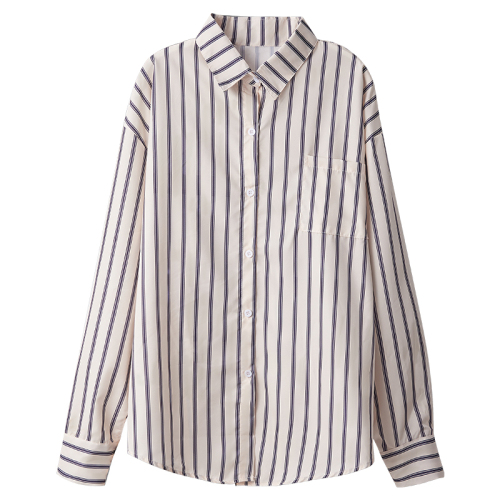 Striped shirt women's new summer design niche thin sun protection shirt cardigan long-sleeved jacket top