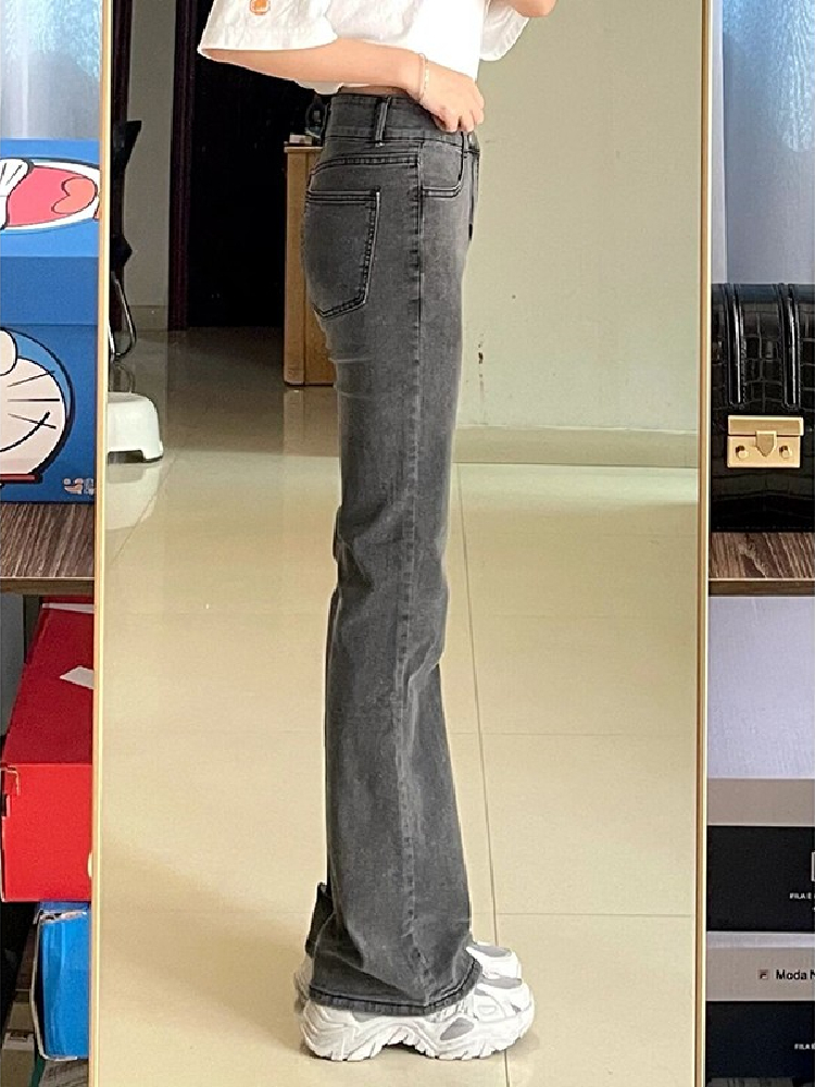 韓版高腰磨白微喇胖MM牛仔長褲女新款遮胯顯瘦大碼高街直筒褲ins