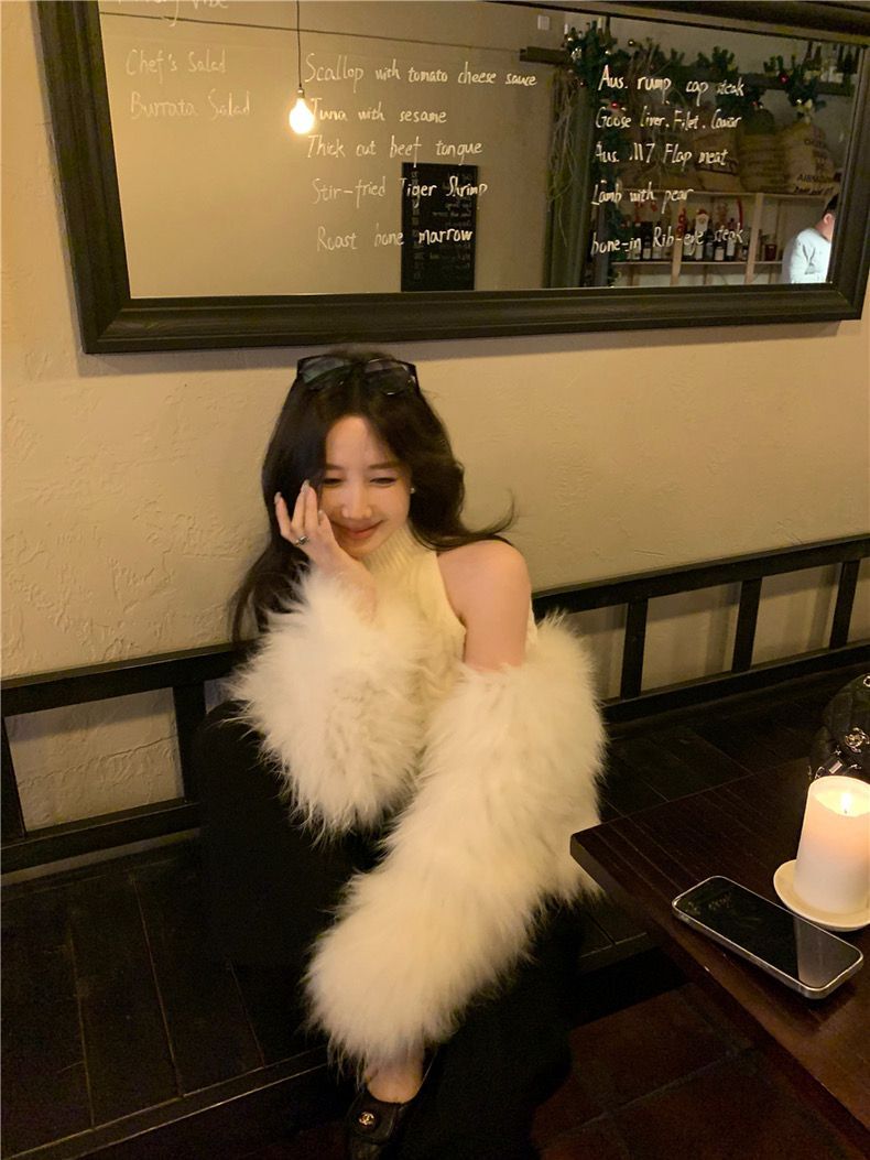 Retro sexy fashionable high-end royal sister slimming slim vest knitted top base