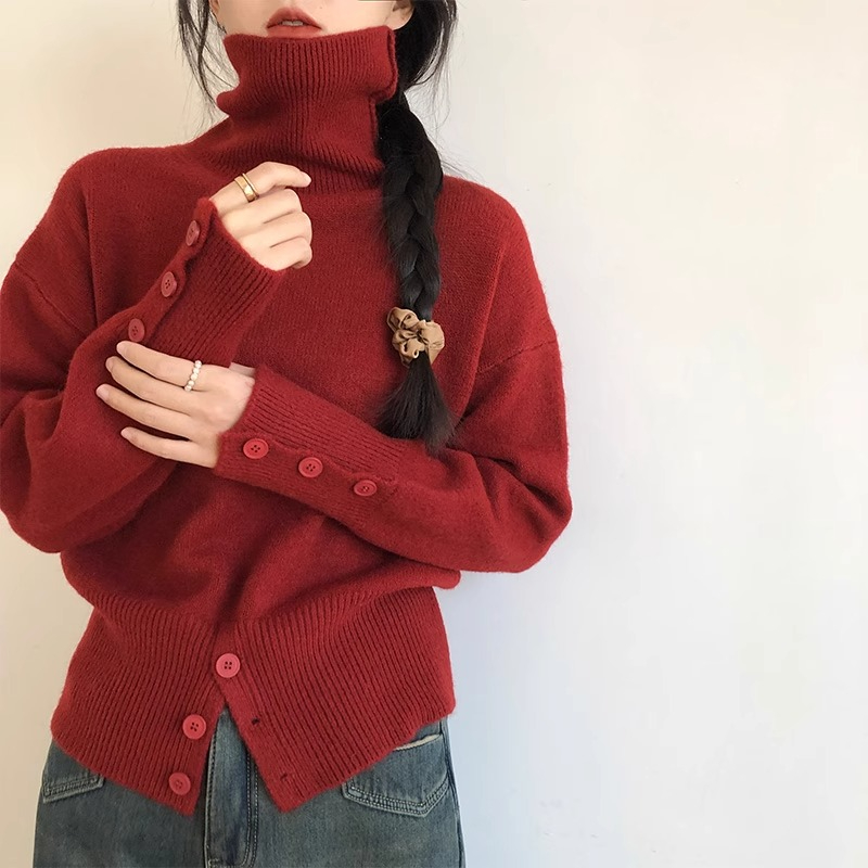 Sheep wool 2024 new style high-quality fashion temperament niche design turtleneck sweater for women