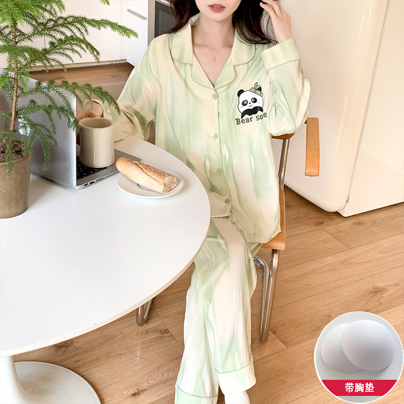 Aishang 2024 Spring and Autumn Korean Version New Cloud Cotton Belt Pad Lapel Sweet Cute Fashion Casual Pajamas
