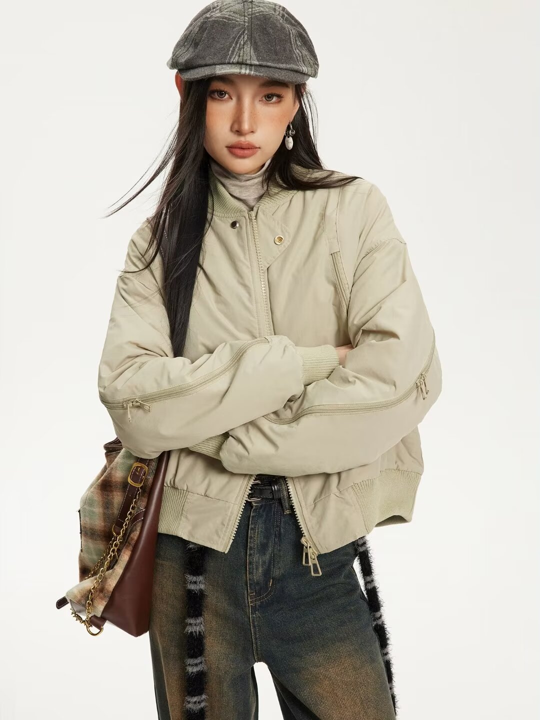 American trendy brand niche zipper jacket for women 2024 spring and autumn new style loose casual versatile jacket top