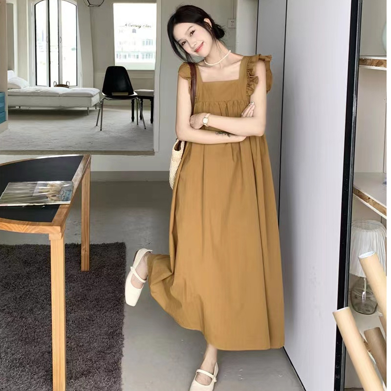 Sweet backless flying sleeves bow tie dress summer new vacation cover the flesh and slimming a-line long skirt