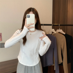Brushed thickened bottoming shirt new slim hot girl design long-sleeved T-shirt