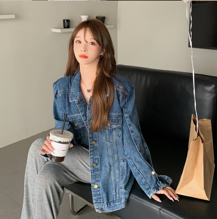 2024 spring new style real shot plus size women's Hong Kong style denim jacket Korean style jacket top S-5XL 200 catties