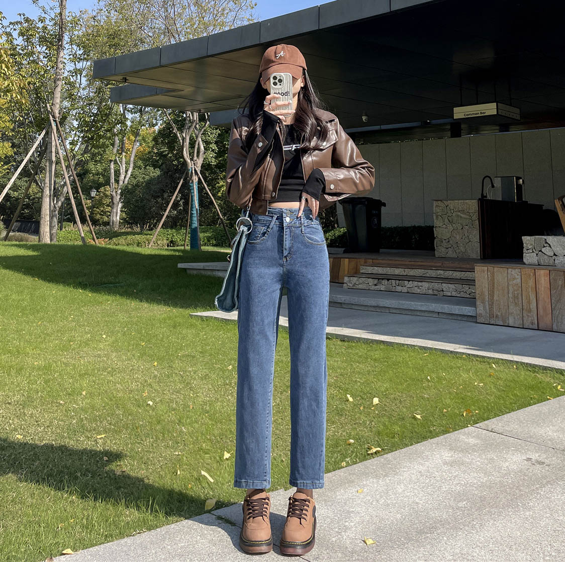 Actual shot ~ Harem jeans for women in autumn, loose straight legs, new style, high waist, slimming, stretchy daddy radish pants