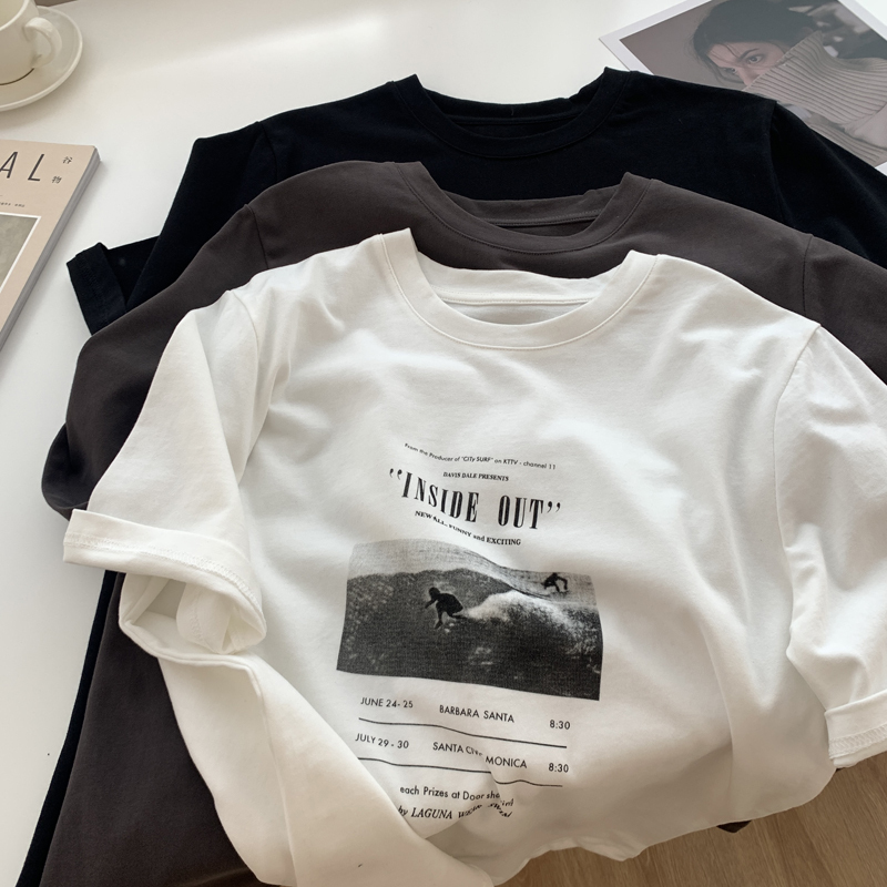 2024 spring and summer new heavy/combed cotton back collar with seams S-XXXL summer short-sleeved T-shirt for women