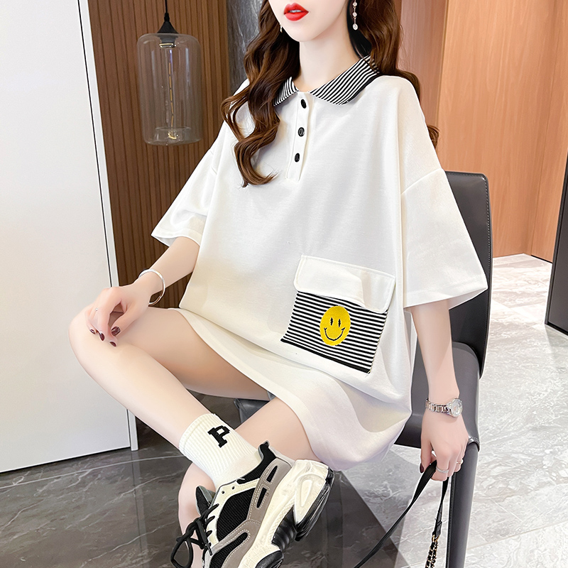 珠地布夏季韓版寬鬆POLO衫短袖t恤女
