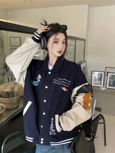 Real shot large size original American baseball uniform new loose student casual versatile couple jacket