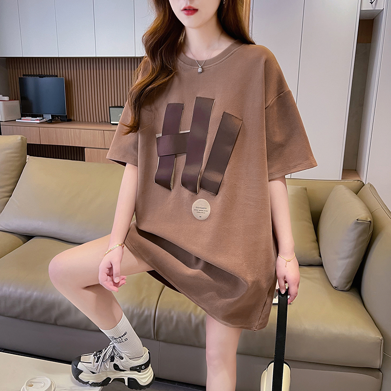 | 實拍 | 100%純棉 | 後包領 | 韓版中長款重工織帶短袖T恤女
