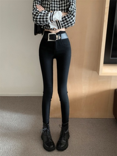 Actual shot ~ 2024 new retro high-waisted elastic tight slimming and versatile pencil trousers