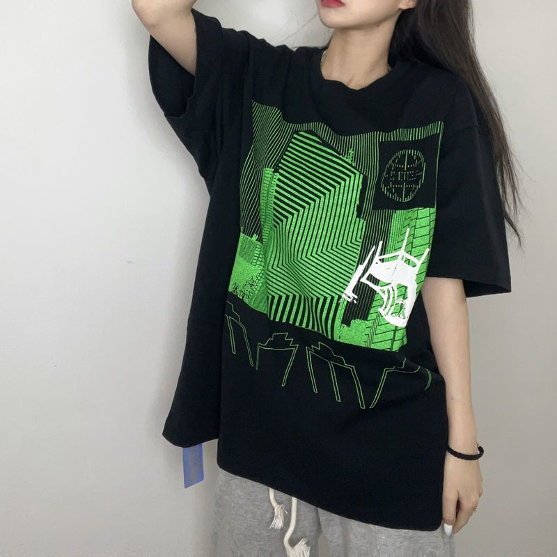 天貓質量220克港風大碼純棉短袖T恤女2024年寬鬆上衣春夏