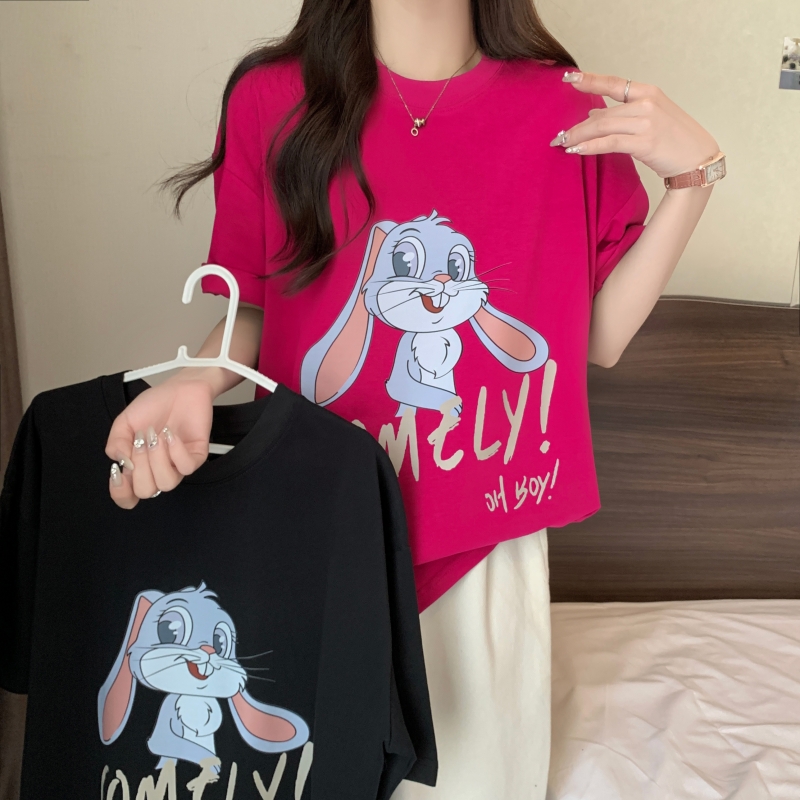 實拍 100%棉 重磅精梳純棉 夏裝短袖T恤女寬鬆韓版