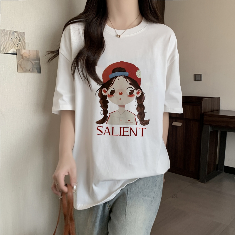 實拍 2024年春夏新款 100%棉精梳純棉 夏裝短袖T恤女寬鬆韓版