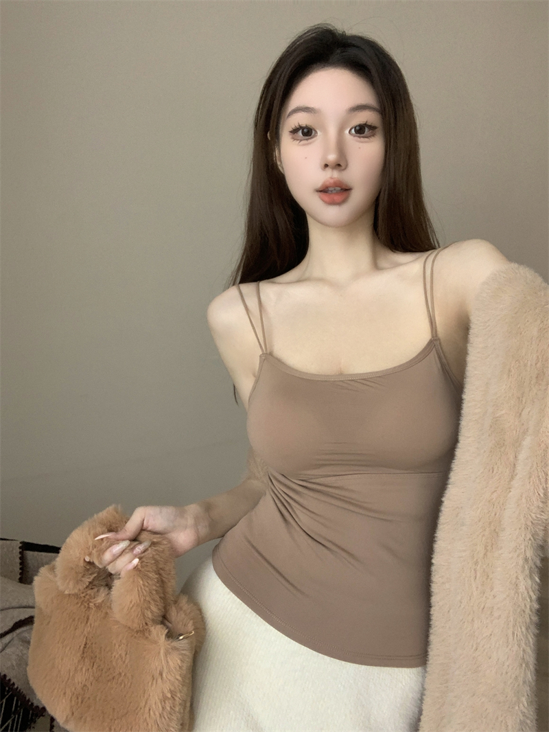 Actual price Pure desire winter camisole plus velvet warm double shoulder straps and inner bottoming top with chest pads