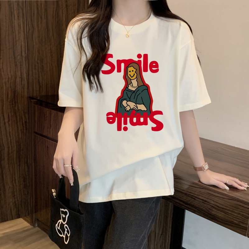 實拍 100%棉精梳純棉 夏裝短袖T恤女寬鬆韓版