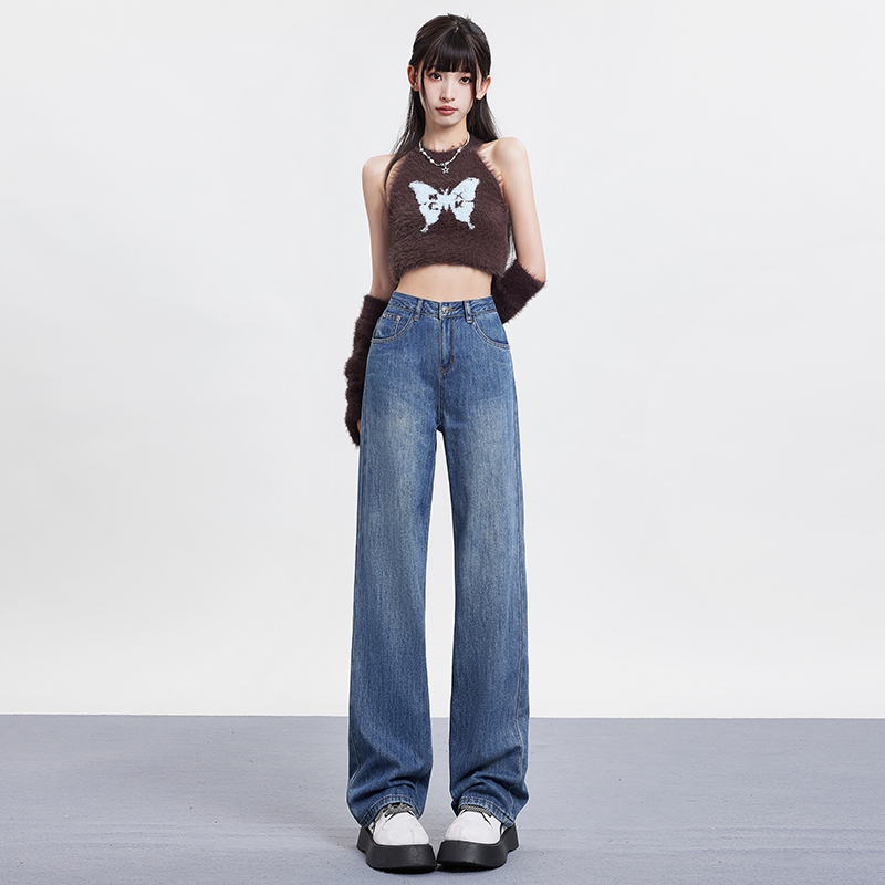 Real photos of age reduction in Harajuku｜Lazy and versatile｜Straight leg jeans nine points&regular&extended
