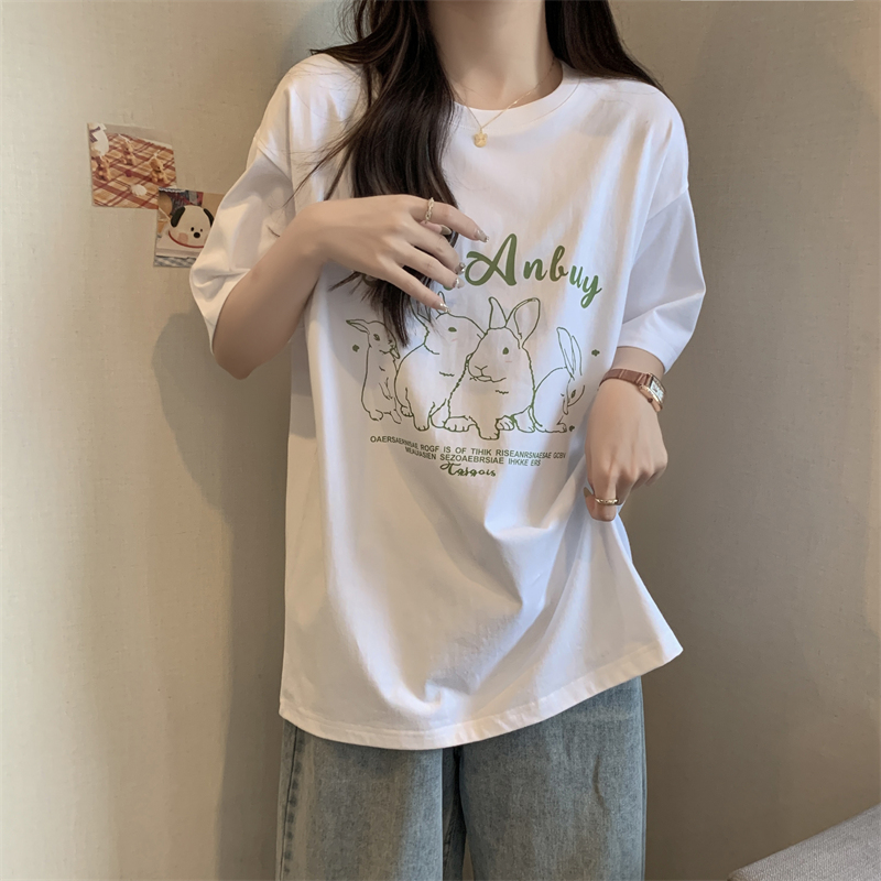 實拍 2024年春夏新款 100%棉200g精梳純棉 夏裝短袖T恤女寬鬆韓版