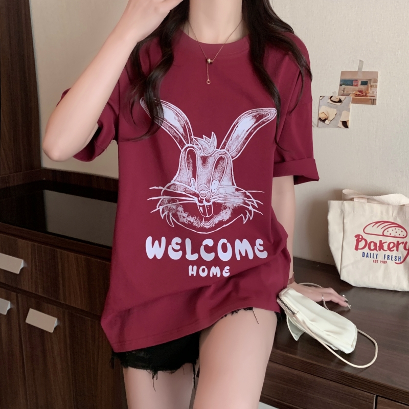 實拍 100%棉精梳純棉 夏裝短袖T恤女寬鬆韓版