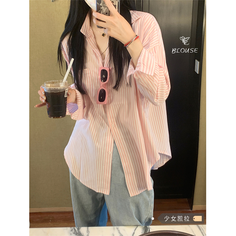 Original quality striped shirt outer wear design niche tops and jackets for women
