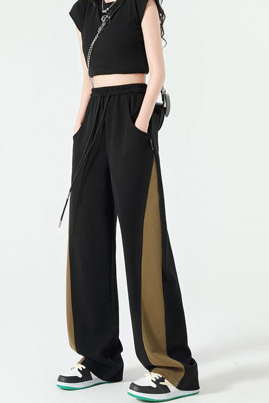 Original workmanship sports wide leg pants for women spring large size high waist drape loose straight banana fat mm casual pants