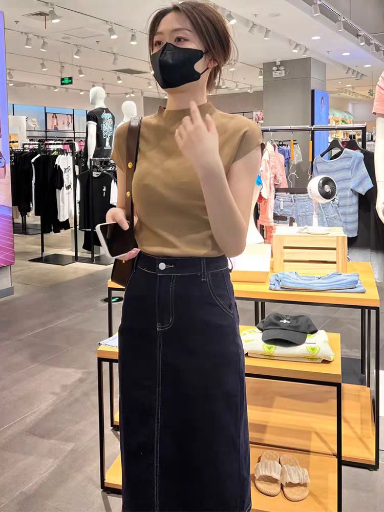 Korean style early autumn new half turtleneck ice silk bottoming top women's sweater temperament age reduction fashion versatile trend