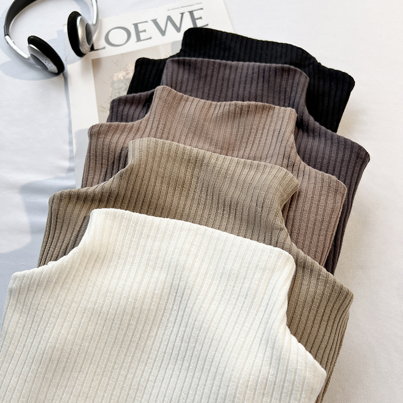 Real shot of spring and summer suit with pit stripes short vest suspender top solid color half turtleneck sleeveless t-shirt for women