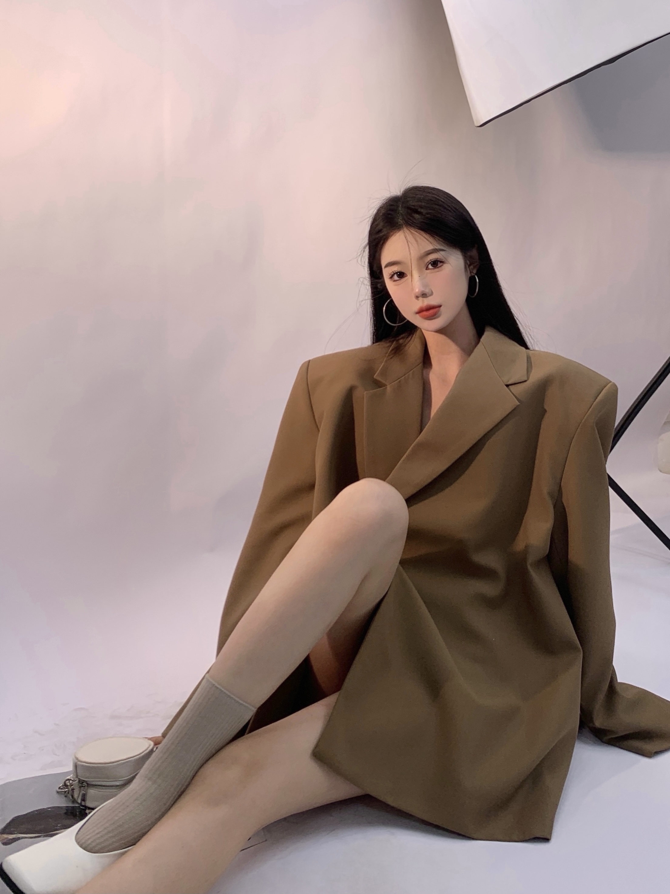 Actual shot of new Korean style retro style loose design suit jacket for spring